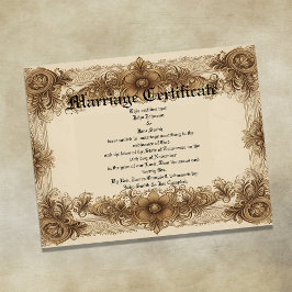 Aged Sepia Vintage  Marriage Certificate Poster