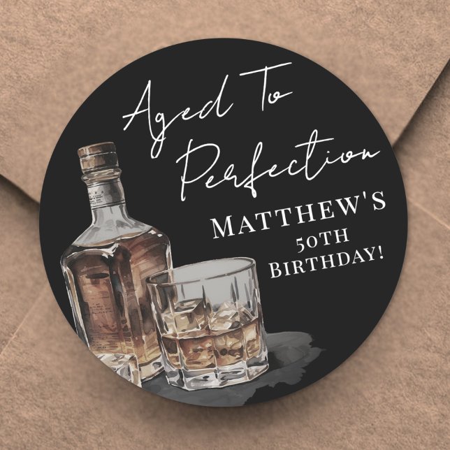 Aged To Perfection Birthday Runder Aufkleber (Aged To Perfection Birthday Classic Round Sticker )