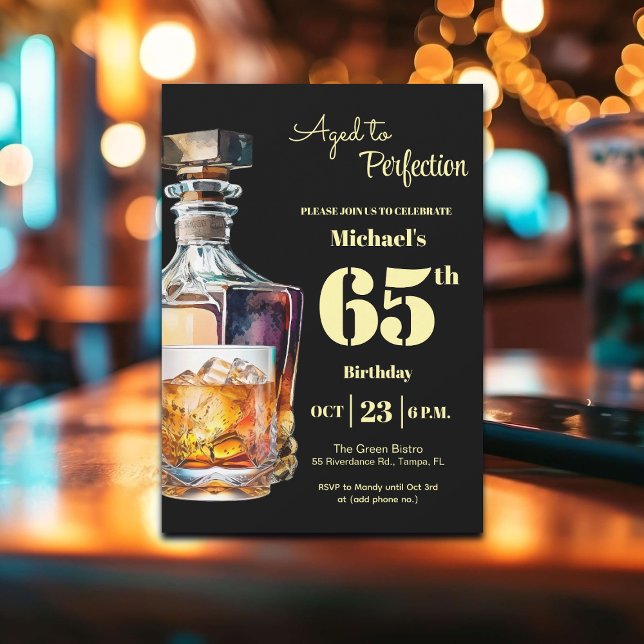 Aged to Perfection Men  65th Whiskey Birthday  Einladung (Von Creator hochgeladen)