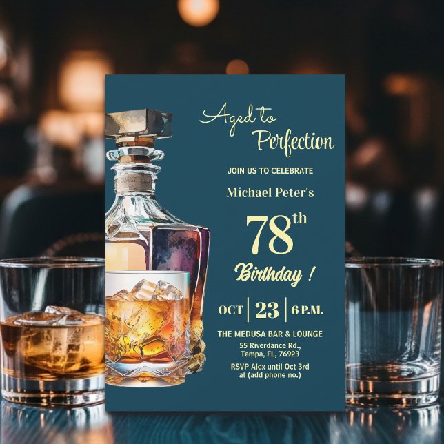 Aged to Perfection Men 78th Whiskey Birthday  Einladung (Von Creator hochgeladen)