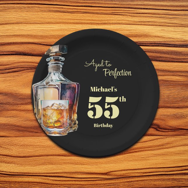 Aged to Perfection Men's 55th Whiskey Birthday  Pappteller (Von Creator hochgeladen)