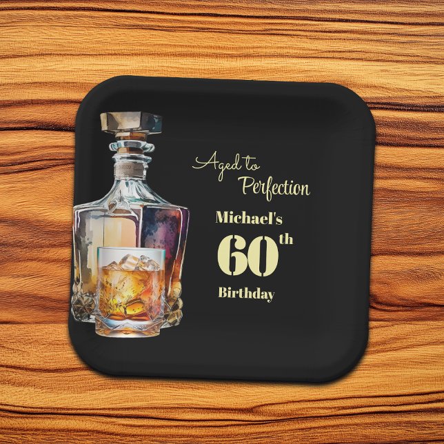 Aged to Perfection Men's 60th Whiskey Birthday  Pappteller (Von Creator hochgeladen)