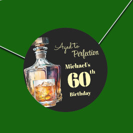 Aged to Perfection Men's 60th Whiskey Birthday  Runder Aufkleber