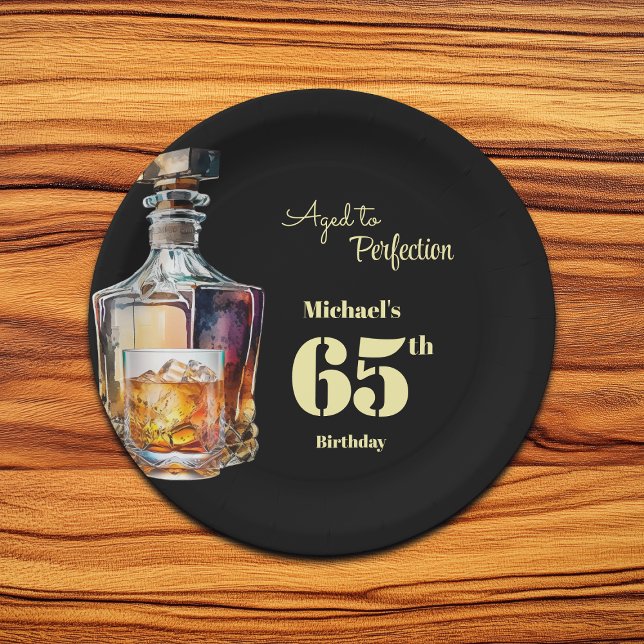 Aged to Perfection Men's 65th Whiskey Birthday  Pappteller (Von Creator hochgeladen)