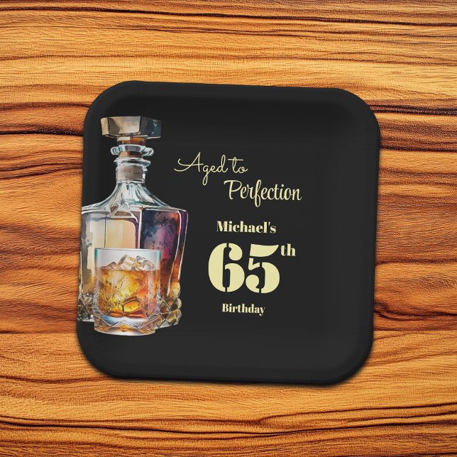 Aged to Perfection Men's 65th Whiskey Birthday  Pappteller (Von Creator hochgeladen)