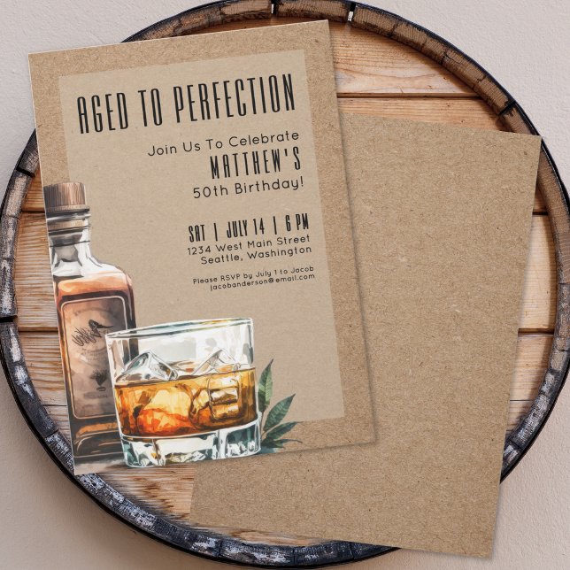 Aged To Perfection Men's Birthday Party Einladung (Aged To Perfection Men's Birthday Party Invitation)