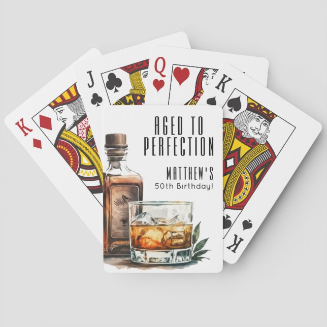 Aged To Perfection Men's Birthday Whiskey Spielkarten (Rückseite)
