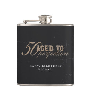 Aged to Perfection Schwarzer Vintage-Whiskey-Gebur Flachmann