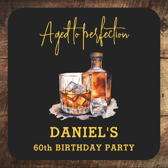 Aged to Perfection Whiskey 60th Birthday Rechteckiger Pappuntersetzer (Von Creator hochgeladen)