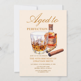 Aged to Perfection Whiskey Adult Birthday Party Einladung