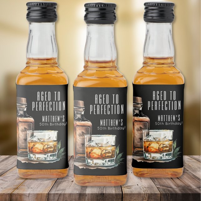 Aged To Perfection Whiskey Men's Birthday Alkoholflaschenetikett (Aged To Perfection Whiskey Men's Birthday Liquor Bottle Label )