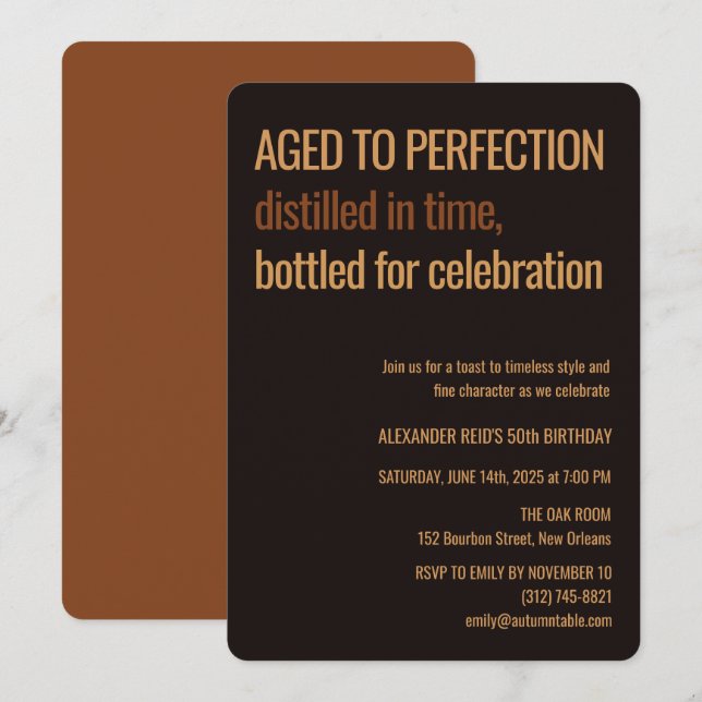 Aged to Perfection | Whisky Birthday Einladung (Vorne/Hinten)