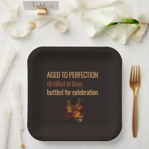 Aged to Perfection Whisky Geburtstagsfeier Pappteller