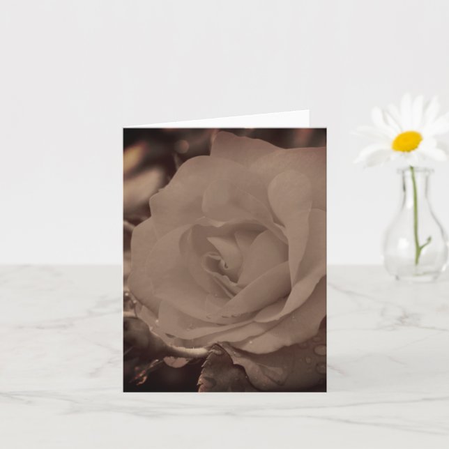 Aged Vintage Sepia Rose Flower Note Karte (Kleine Pflanze)