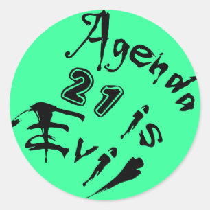 Agenda 21 ist der grüne Hintergrund des Bösen Runder Aufkleber