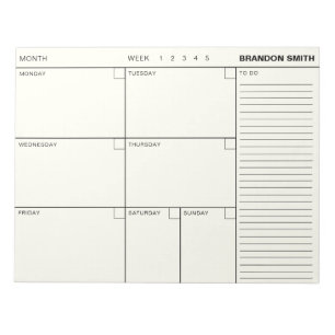 Agenda für Minimalistische Personalisierte Wochen Notizblock