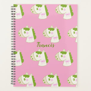 Agenda pastel personnalisé avec chevaux mignons