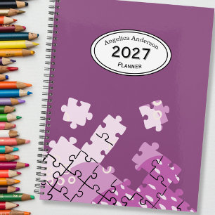 Agenda personnalisé année pièces puzzle violet