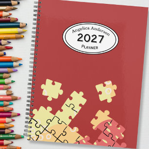 Agenda personnalisé pièces de puzzle Année Nom Rou