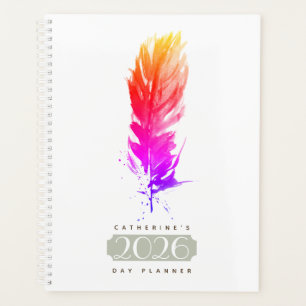 Agenda Personnel Personnalisé Plume Boho 2026