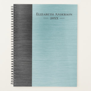 Agenda quotidien en métal brossé au monogramme mod