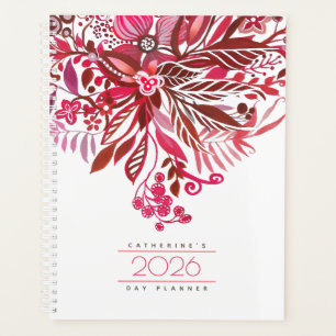 Agenda quotidien Floral Fantasy Rouge 2026
