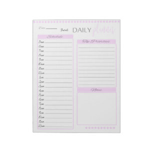 Agenda Quotidien Rose Mignon Bloc-Notes Personnali