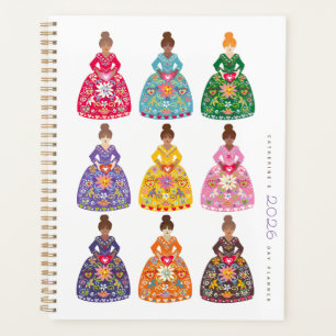 Agenda quotidien simple pour dames d'art folkloriq