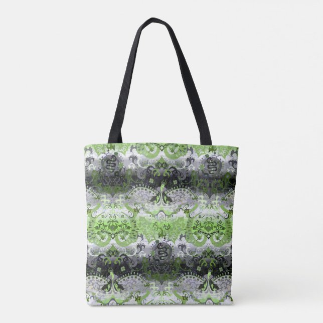 Agender dragon damask - Flaggenfarben des Agender Tasche (Rückseite)