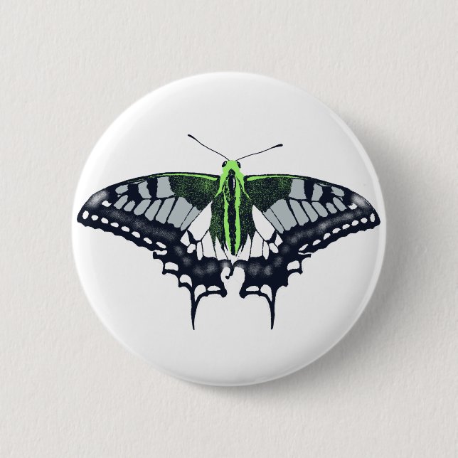 Agender Flag Swallowtail Butterfly Button (Vorderseite)