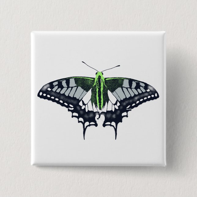 Agender Flag Swallowtail Butterfly Button (Vorderseite)