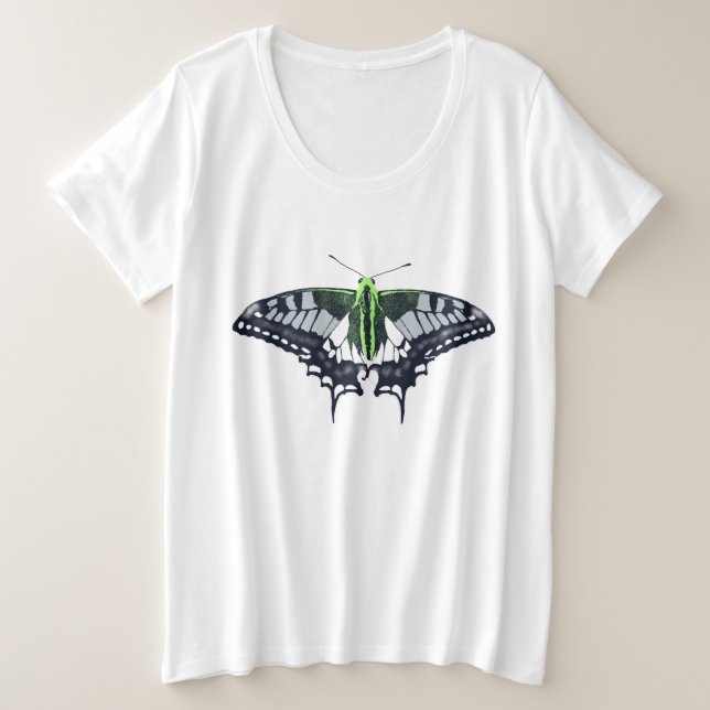 Agender Flag Swallowtail Butterfly Große Größe T-Shirt (Design vorne)