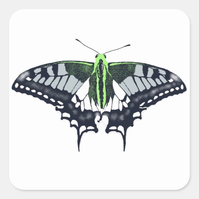 Agender Flag Swallowtail Butterfly Quadratischer Aufkleber (Vorderseite)