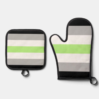 Agender-Stolzflagge – Agender-Identität LGBTQIA+ Ofenhandschuh & Topflappen-Set