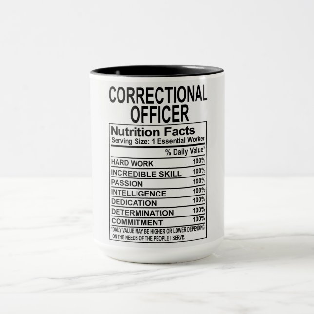 Agent correctionnel Nutrition Facts Mug (Centre)
