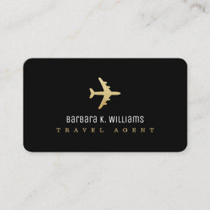 Agent de voyage Carte de visite noir avec avion