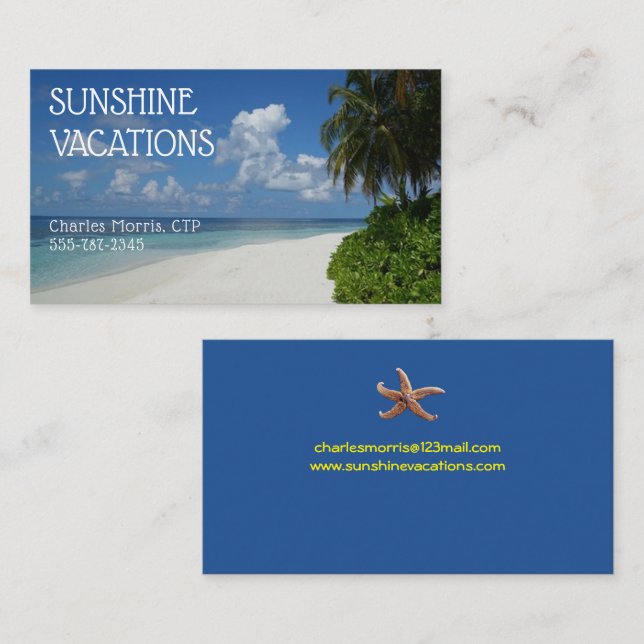 Agent für Urlaubsreisen Tropischer Sonnenschein Visitenkarte (Vorne/Hinten)