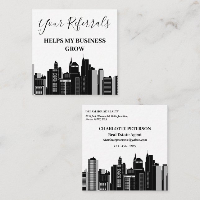 Agent mit echtem Anwesen Empfehlungskarte (Vorne/Hinten)