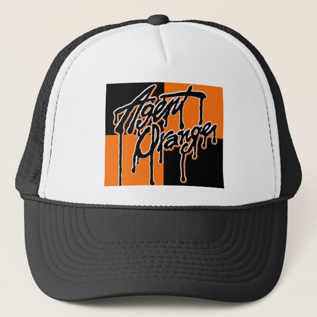Agent-orange "Tropfen-" Logo-Punk-Hut Truckerkappe (Vorderseite)