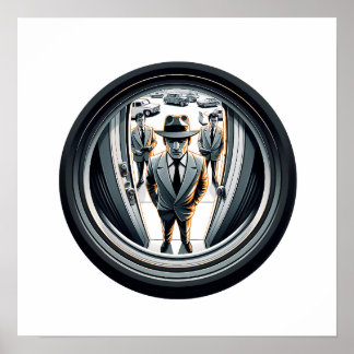 Agenten in Grau an der Tür | Fisheye Poster