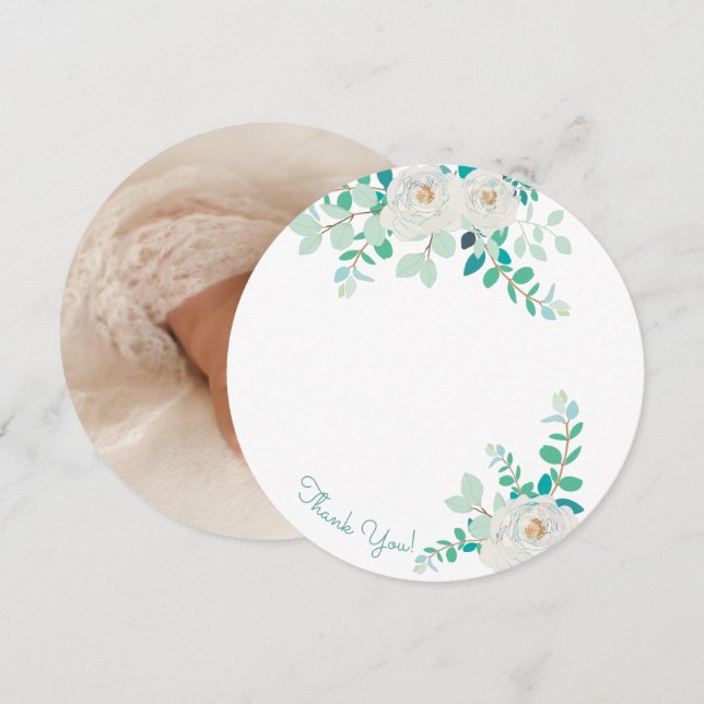 Aggela Round Foto Danke Karte (Vorne/Hinten)