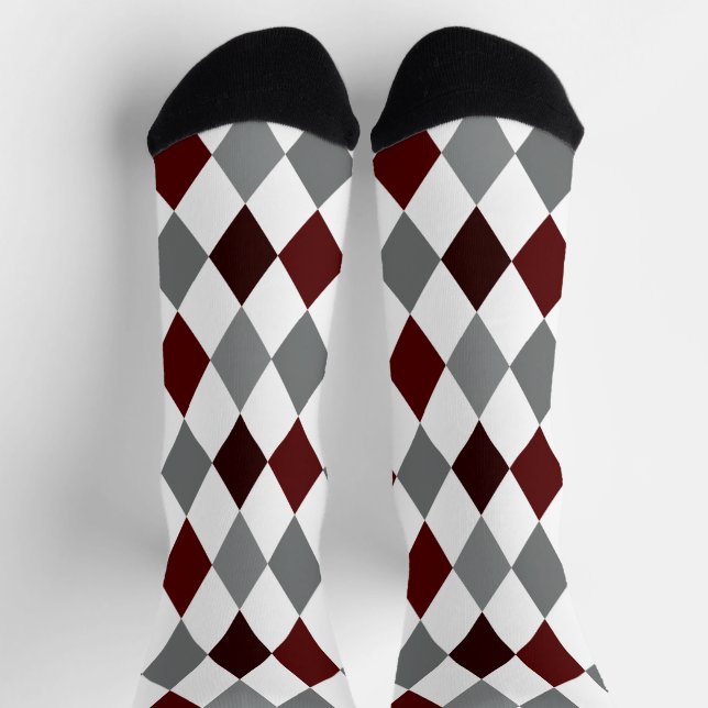 Aggie Maroon & Gray Raute Pattern Socks Socken (Oben)