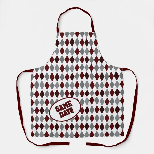 Aggie Maroon Raute Pattern Game Day Schürze (Vorderseite)