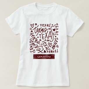 Aggie Maroon Texas Doodle Muster T-Shirt