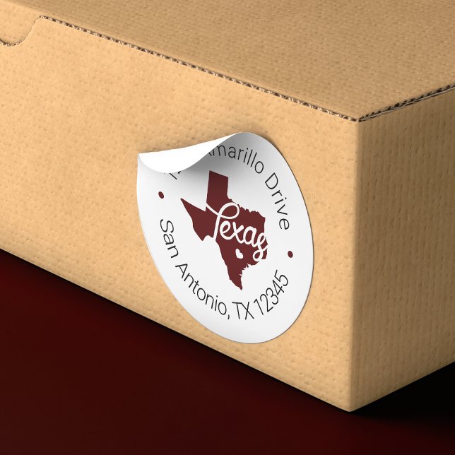 Aggie Maroon Texas Heart Cutout Address Label Runder Aufkleber (Von Creator hochgeladen)