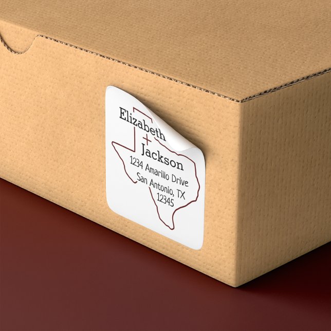 Aggie Maroon Texas Silhouette Quadratischer Aufkleber (Von Creator hochgeladen)