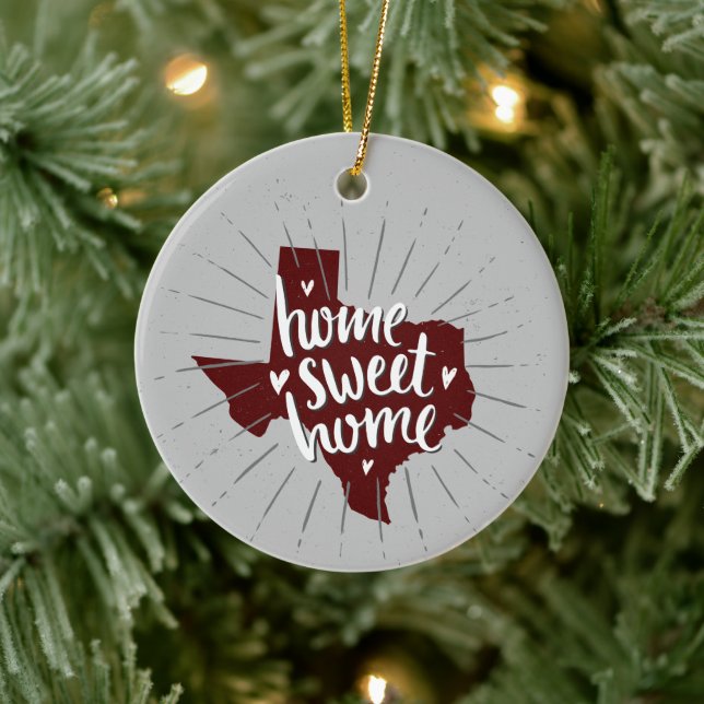 Aggie Maroon Zuhause Sweet Zuhause - Texas Keramik Ornament (Baum)