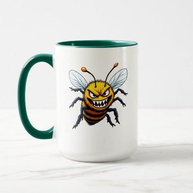 Aggressive Bienen-Cartoon-Kunst Tasse (Links)