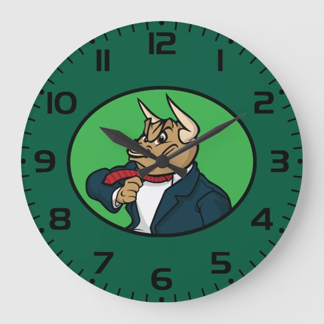 Aggressive Bull in Business Suit Große Wanduhr (Vorderseite)