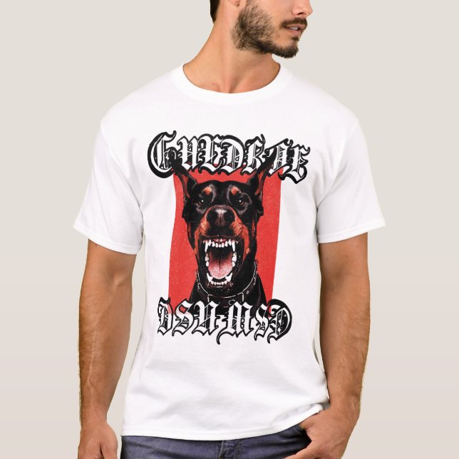 Aggressive Doberman Pinscher Gothic Metal Art T-Shirt (Vorderseite)